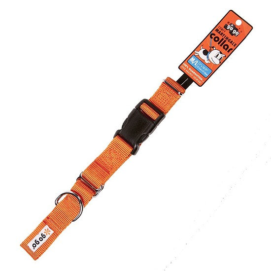 Orange GoGo nylon martingale dog collar, medium/large