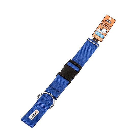 Blue GoGo nylon martingale dog collar, extra large