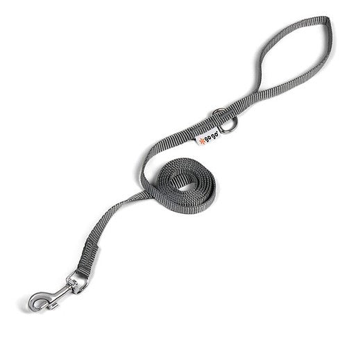 Gray GoGo nylon dog leash, 3/8" wide by 4 feet