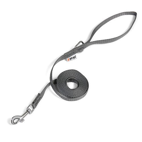 Gray GoGo nylon dog leash, 3/8" wide by 6 feet