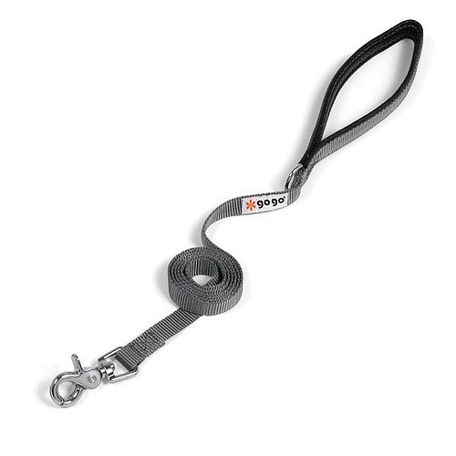 Gray GoGo nylon dog leash, 5/8" wide by 4 feet