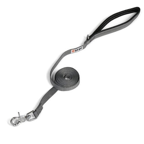 Gray GoGo nylon dog leash, 5/8" wide by 6 feet