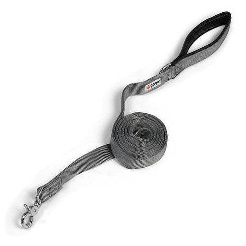 Gray GoGo nylon dog leash, 1" wide by 6 feet