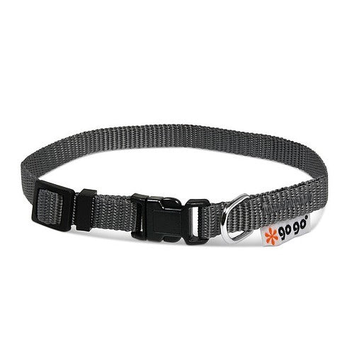 Gray GoGo nylon dog collar, extra small