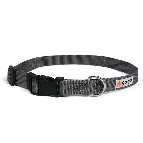 Gray GoGo nylon dog collar, medium