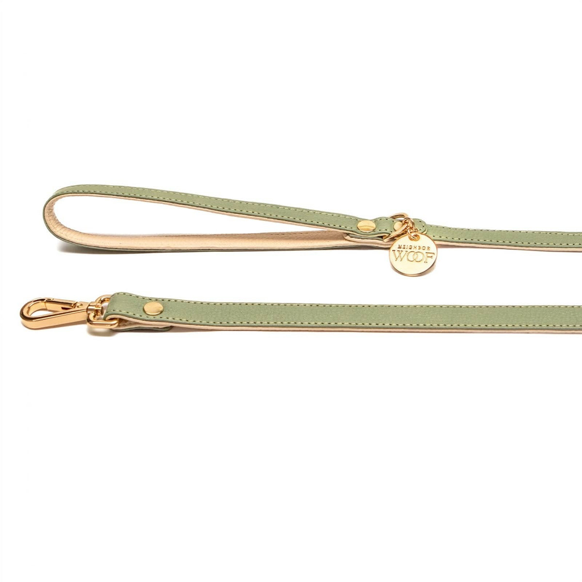 Neighbor Woof Sage Leather Leash 1/2"