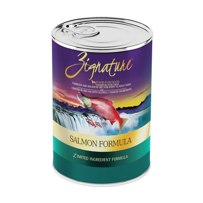 Zignature Salmon Canned Dog Food, front of package
