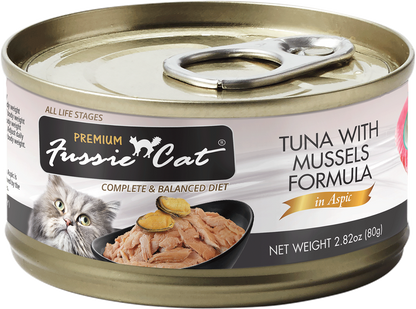Fussie Cat Premium Tuna &amp; Mussels, front of package