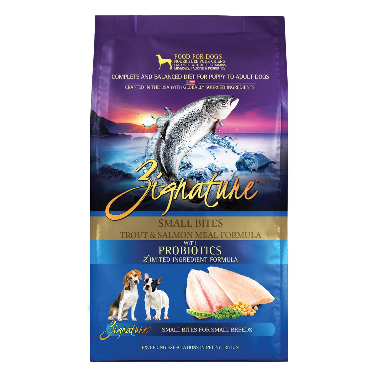 Zignature Trout &amp; Salmon Small Bites, front of package