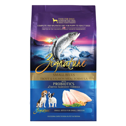 Zignature Trout &amp; Salmon Small Bites, front of package