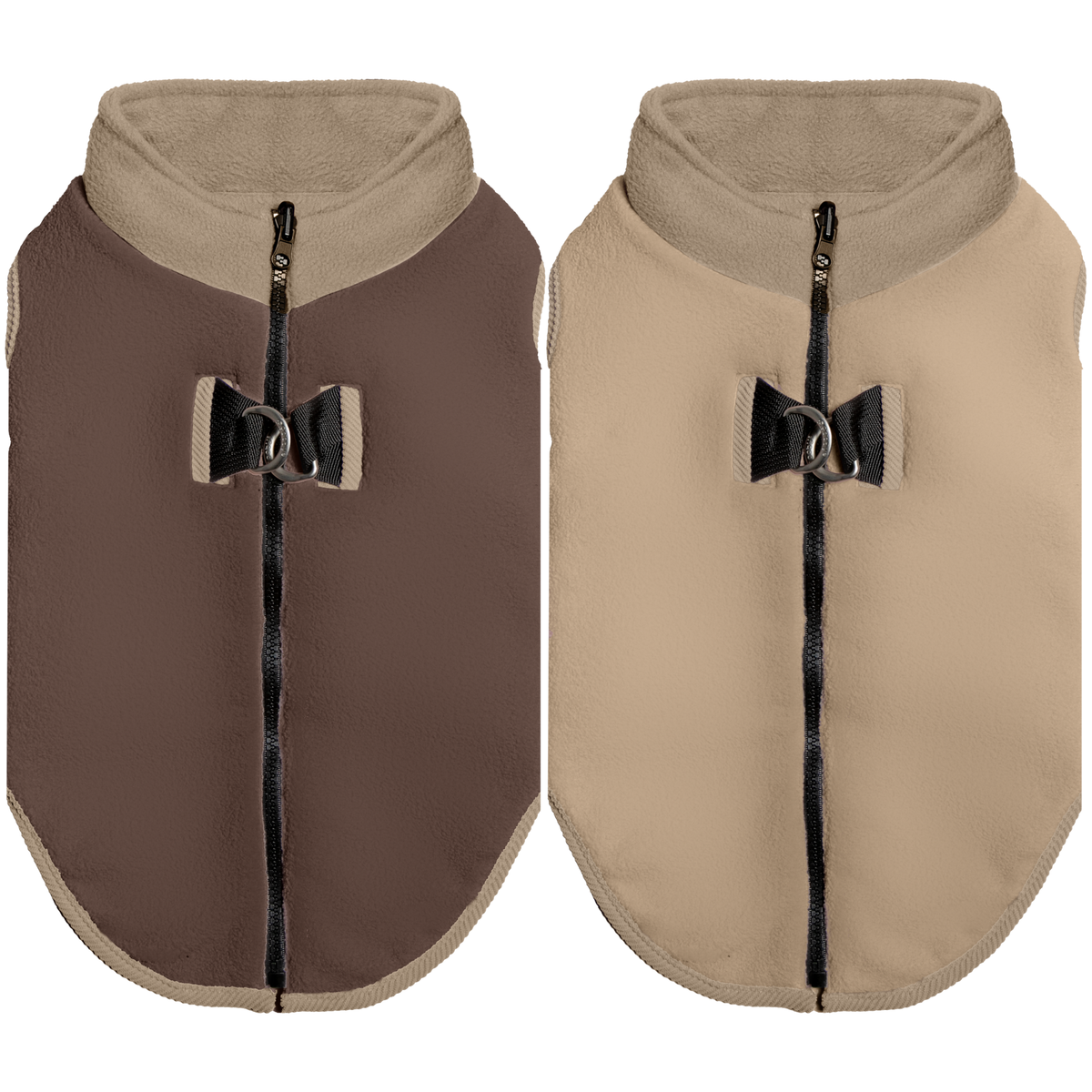 Gooby Fleece Reversible Zip Up Toasted Almond XS