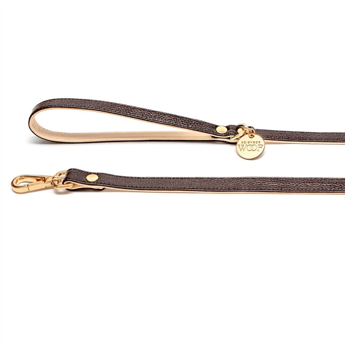 Neighbor Woof Onyx Leather Leash 1/2"
