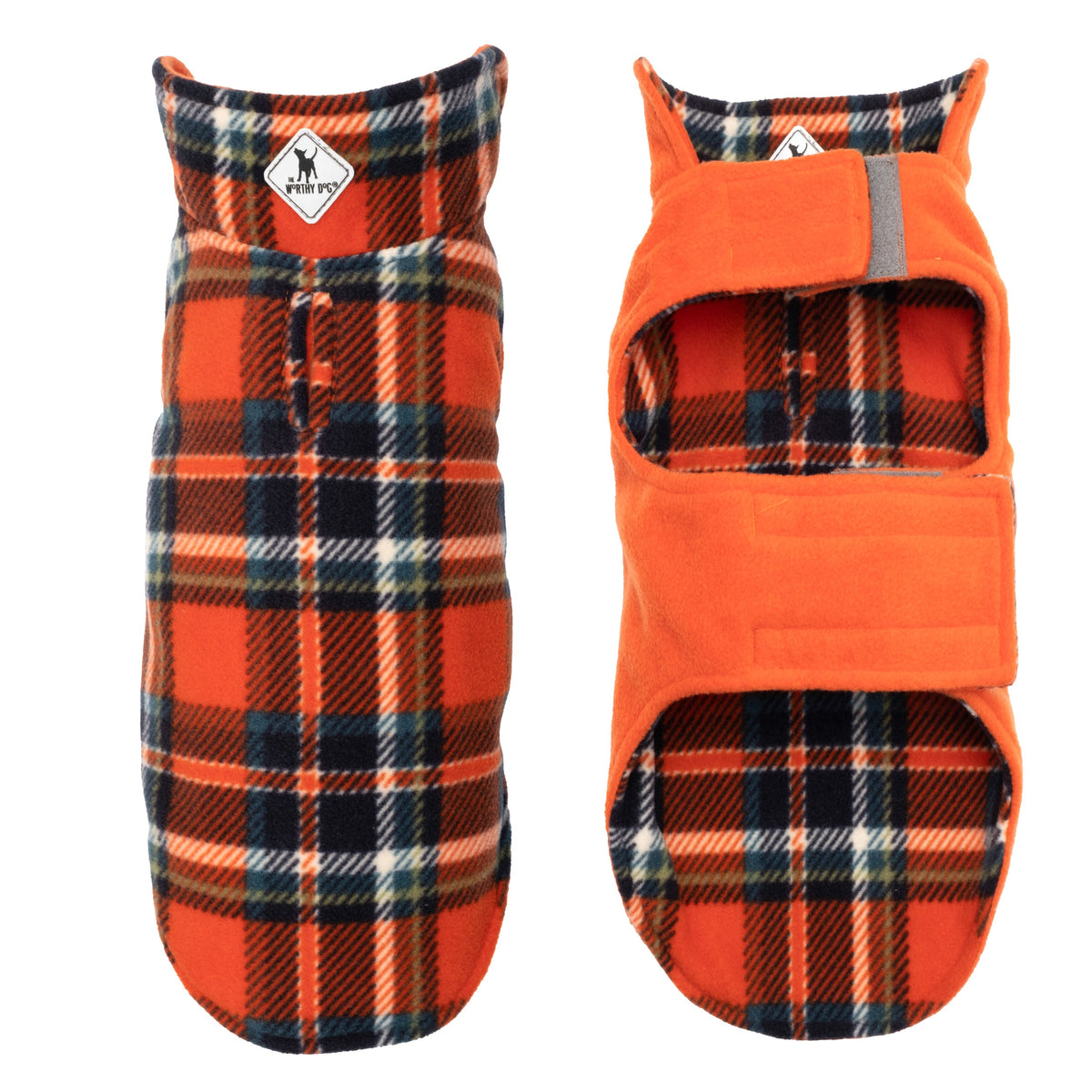 The Worthy Dog Fargo Fleece Jacket Orange Size 16