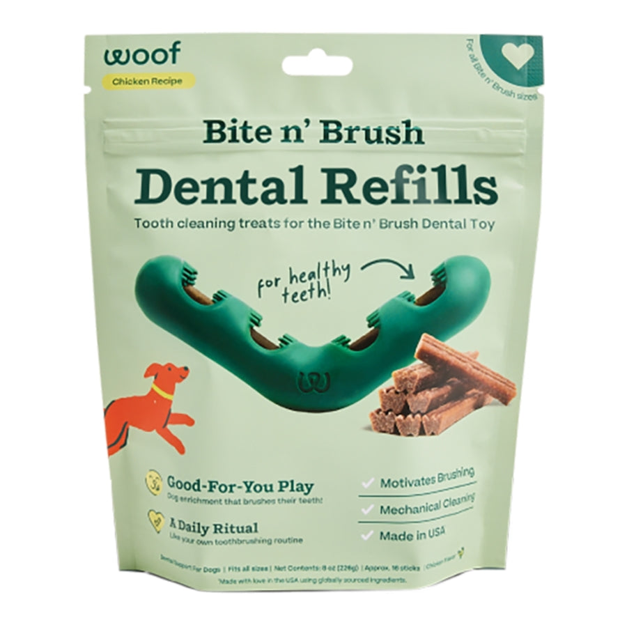 WOOF DOG BITE N BRUSH CHICKEN REFILL 18 PACK