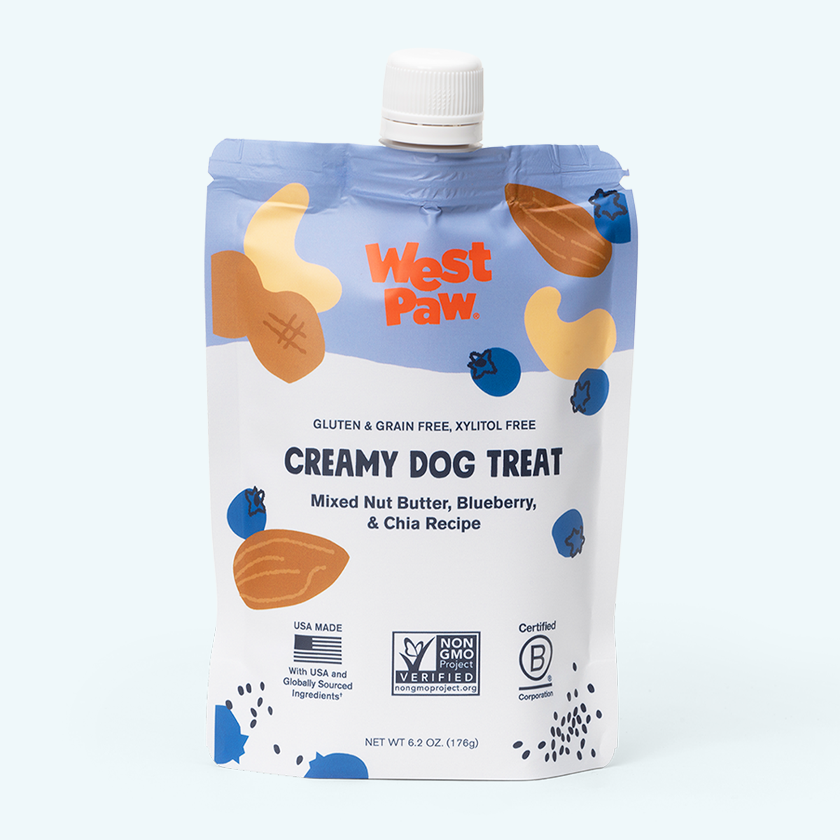 West Paw Creamy Nut Butter/Blueberry &amp; Chia 6.2 oz
