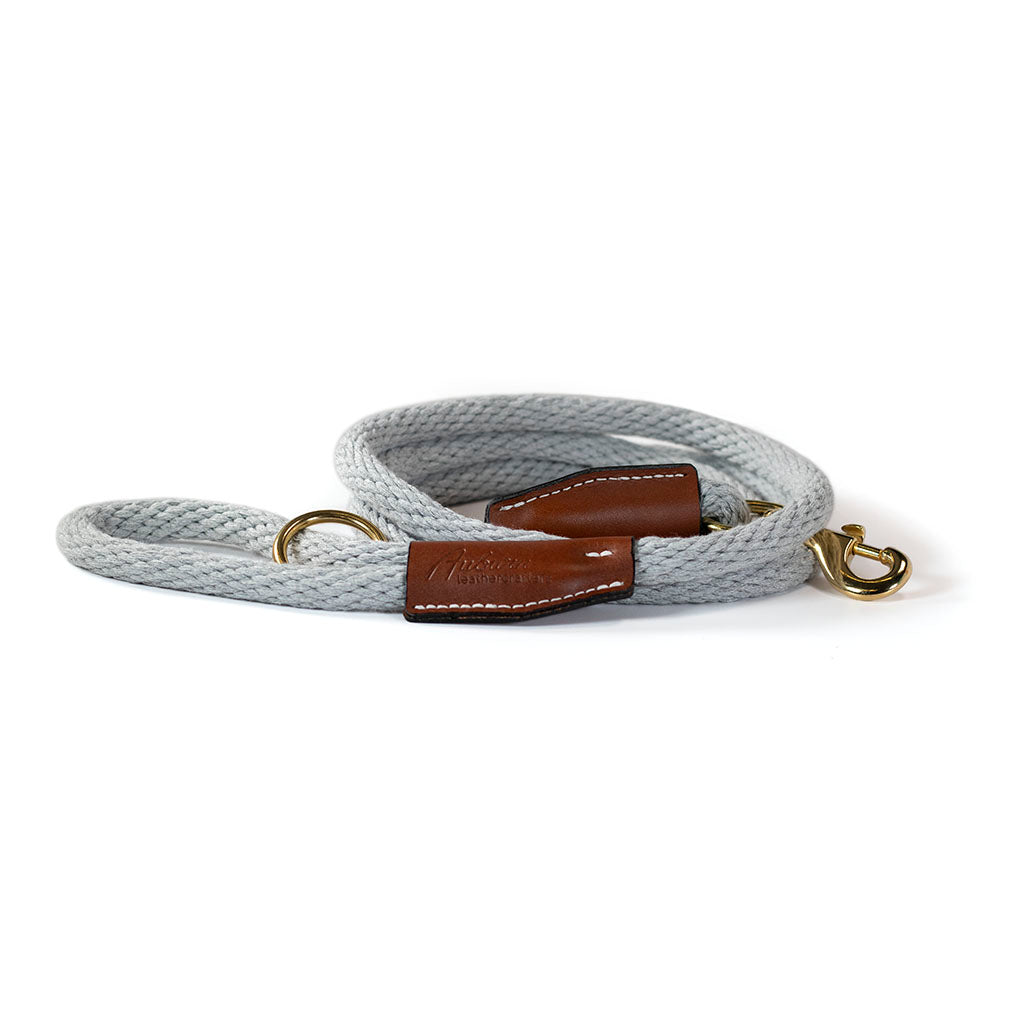 AUBURN BRAIDED COTTON ROPE LEASH SNAP 72" GREY