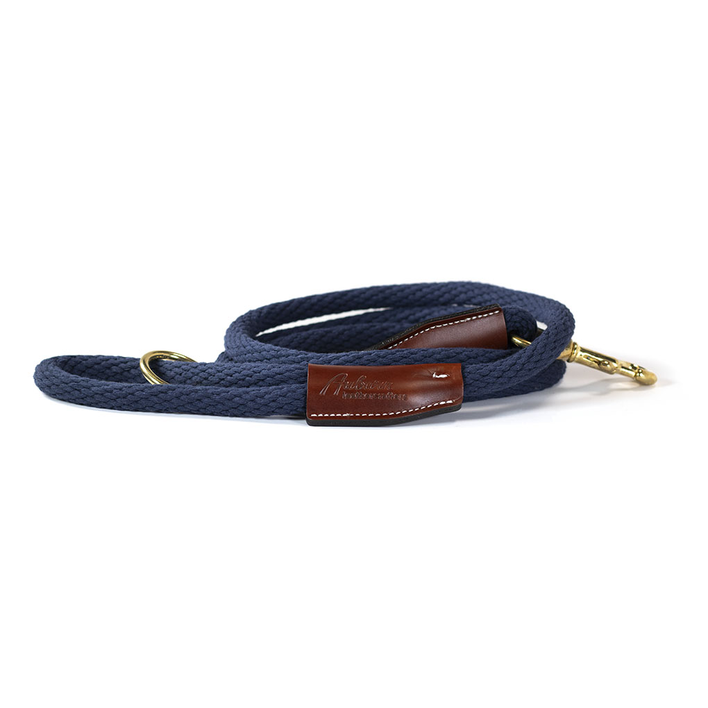BRAIDED COTTON ROPE LEASH SNAP 72" NAVY BLUE