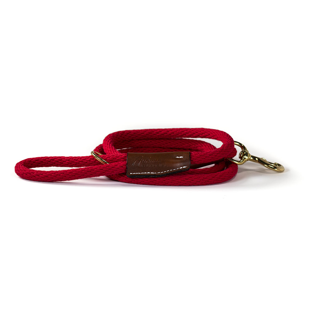 AUBURN BRAIDED COTTON ROPE LEASH SNAP 72" RED