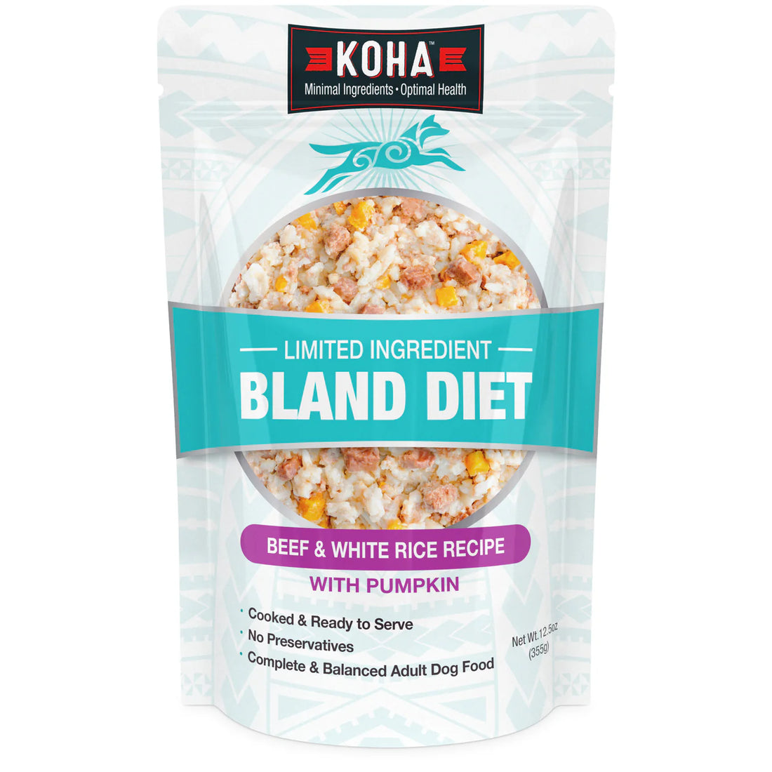 KOHA BLAND DIET BEEF &amp; RICE 12.5OZ POUCH