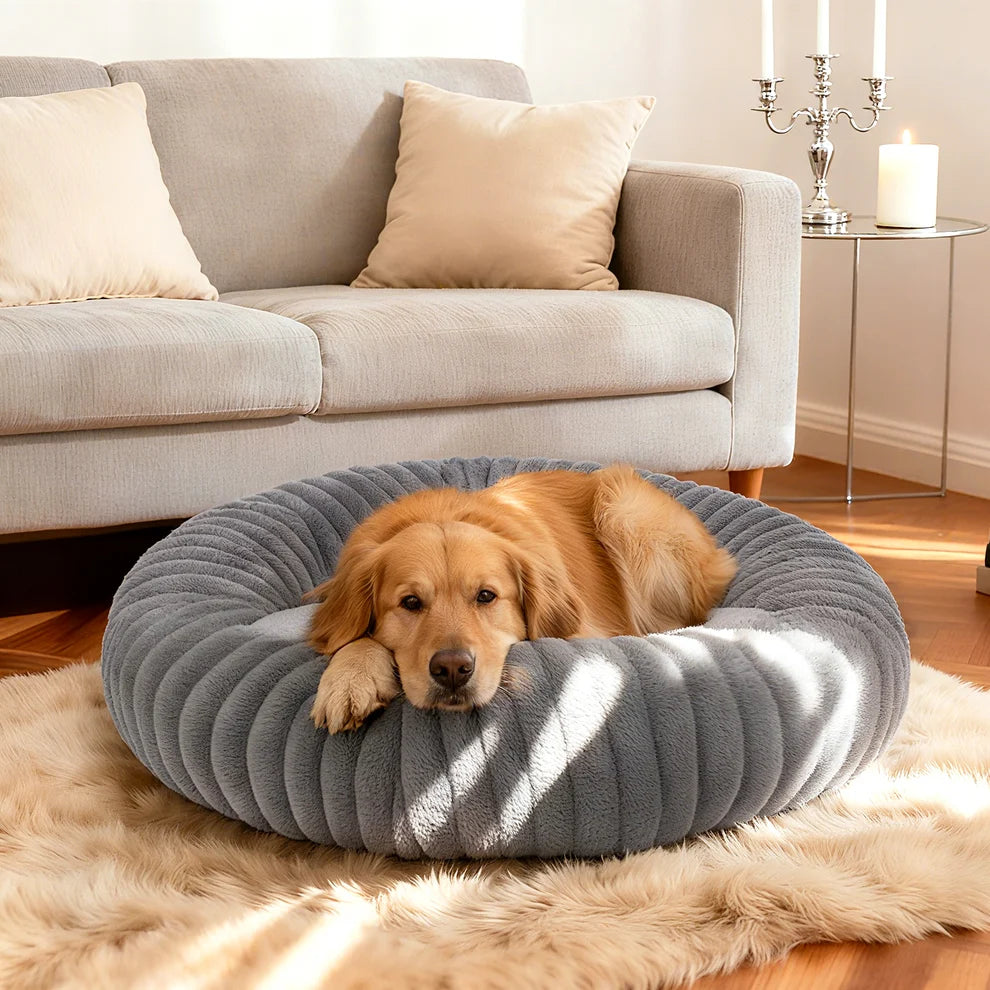 LIFE CYCLE PLUSH DONUT RIBBED BED DARK GREY LARGE