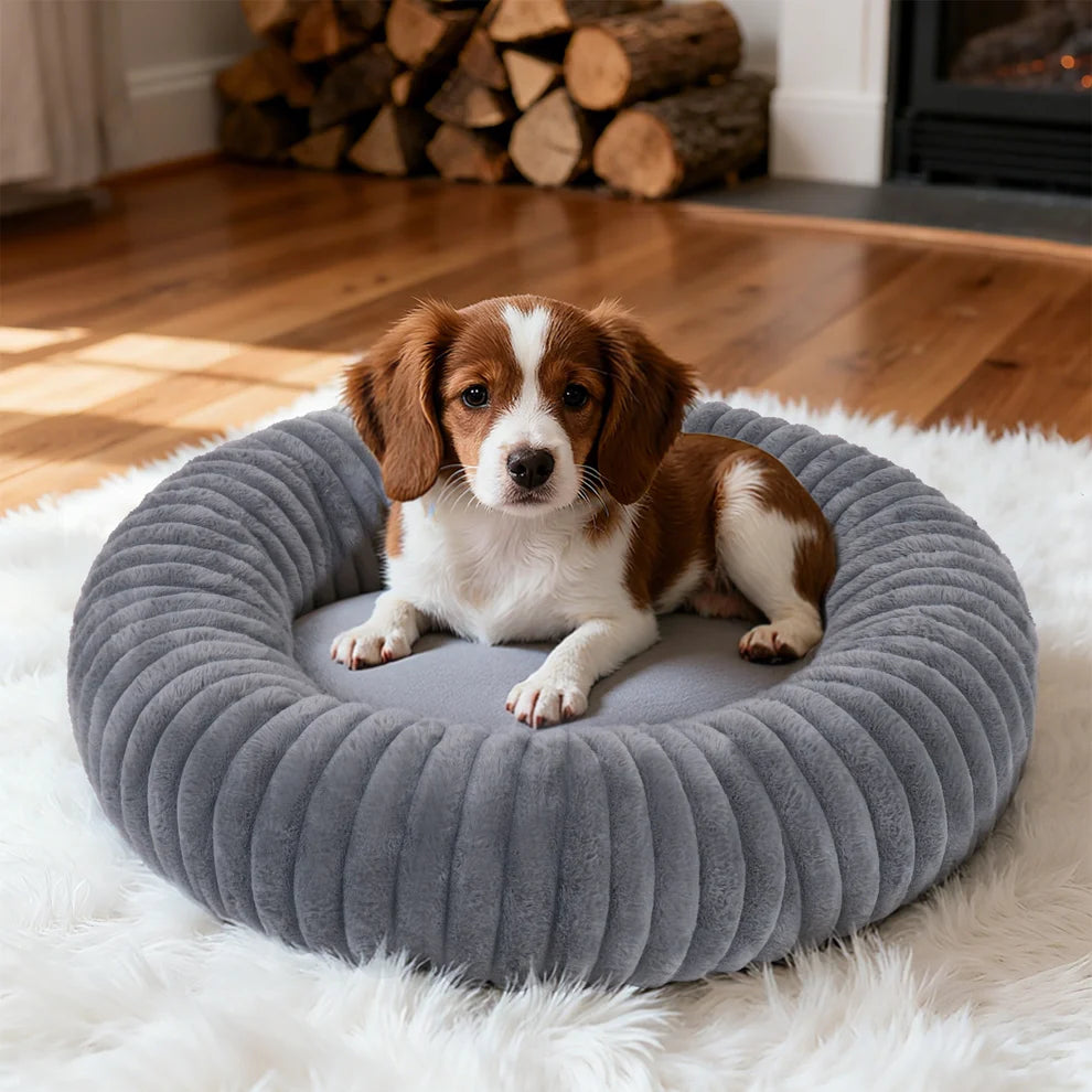 LIFE CYCLE PLUSH DONUT RIBBED BED DARK GREY SMALL