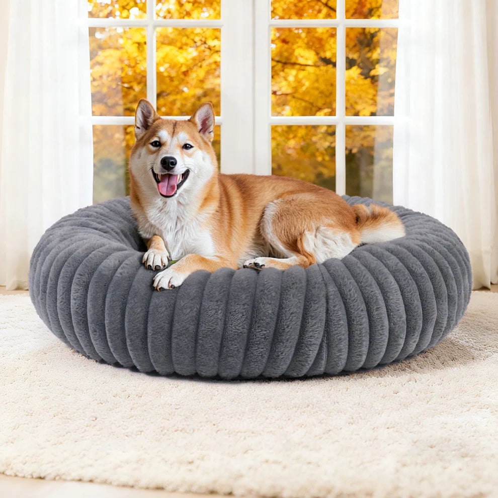 LIFE CYCLE PLUSH DONUT RIBBED BED DARK GREY MEDIUM