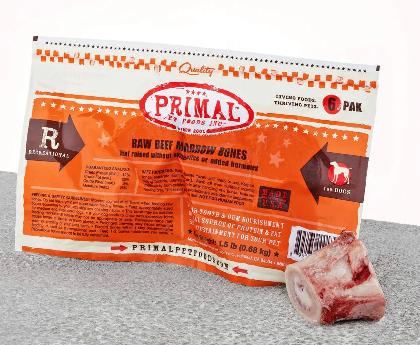 Primal Raw 2" Beef Bones 6 Pack