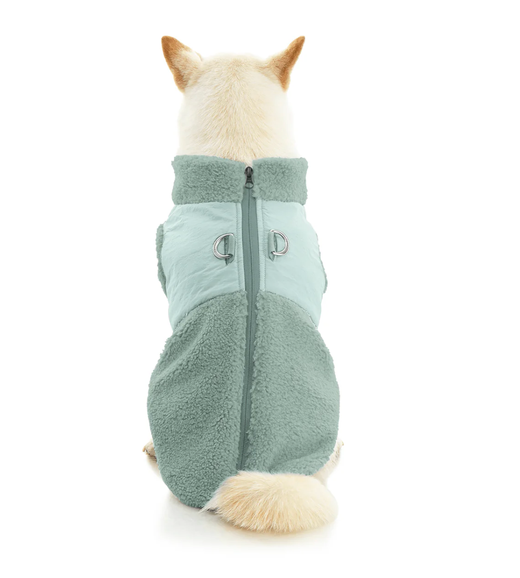 Gooby Zip Up Sherpa Vest Green Medium