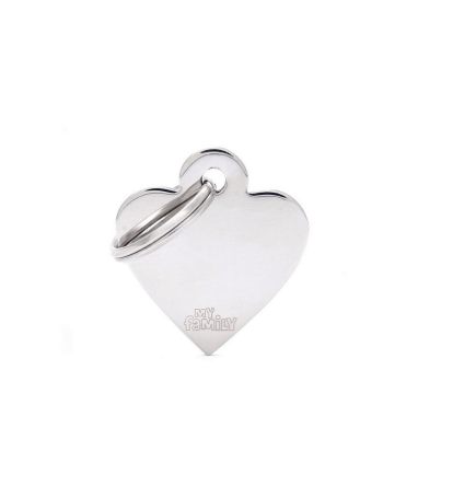My Family Tag Small Heart Chromed Brass