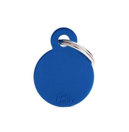 My Family Tag Small Round Aluminum Blue