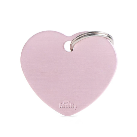 My Family Tag Big Heart Aluminum Pink