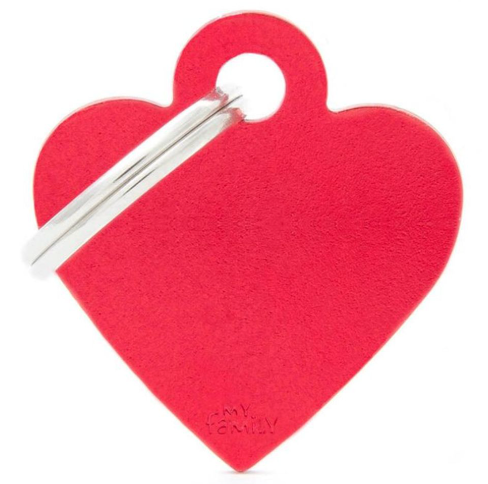 My Family Tag Small Heart Aluminum Red