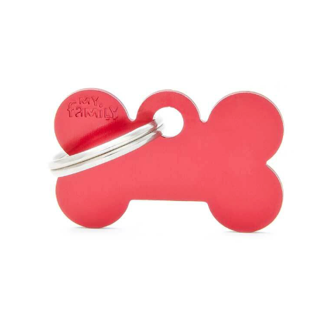 My Family Tag Small Bone Aluminum Red