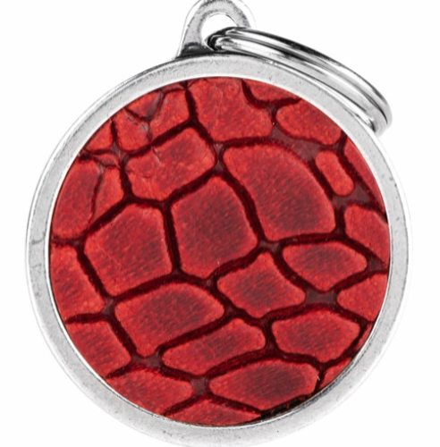 My Family Tag Leather Big Circle Red