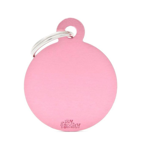 My Family Tag Big Round Aluminum Pink