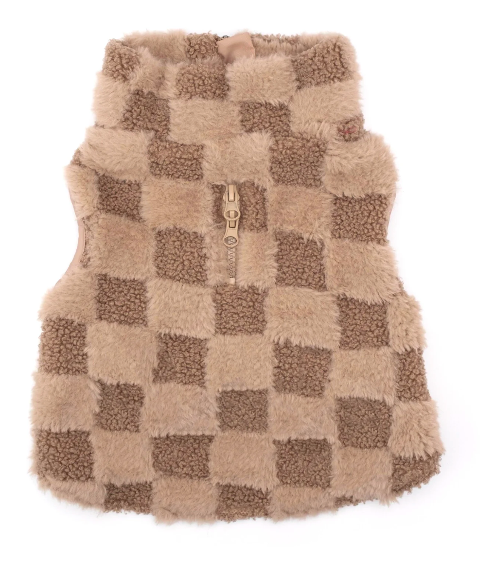 TWD FUR CHECK 1/2 ZIP BEIGE XL