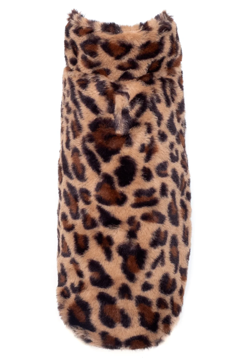 The Worthy Dog Leopard Fur Coat Brown Large
