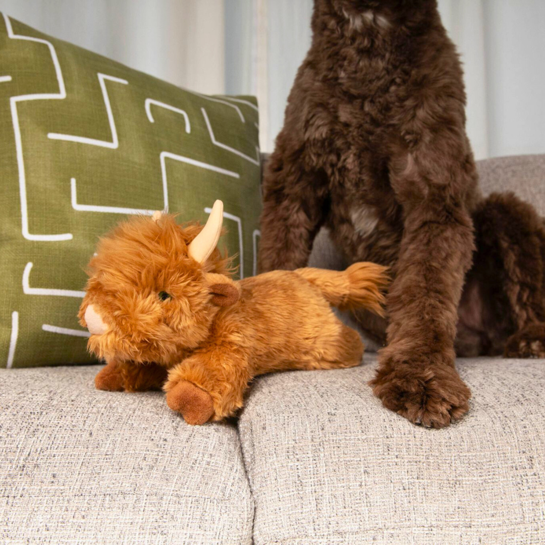Fluff &amp; Tuff Shaggy The Highland Cow plush dog toy