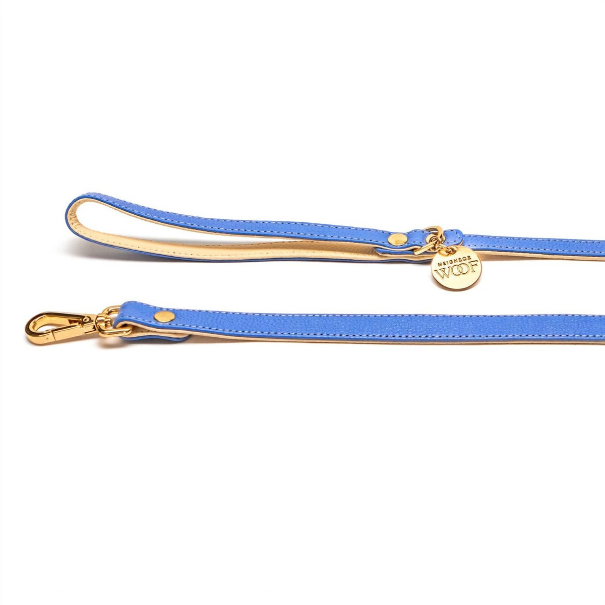 Neighbor Woof Periwinkle Leather Leash 3/4"