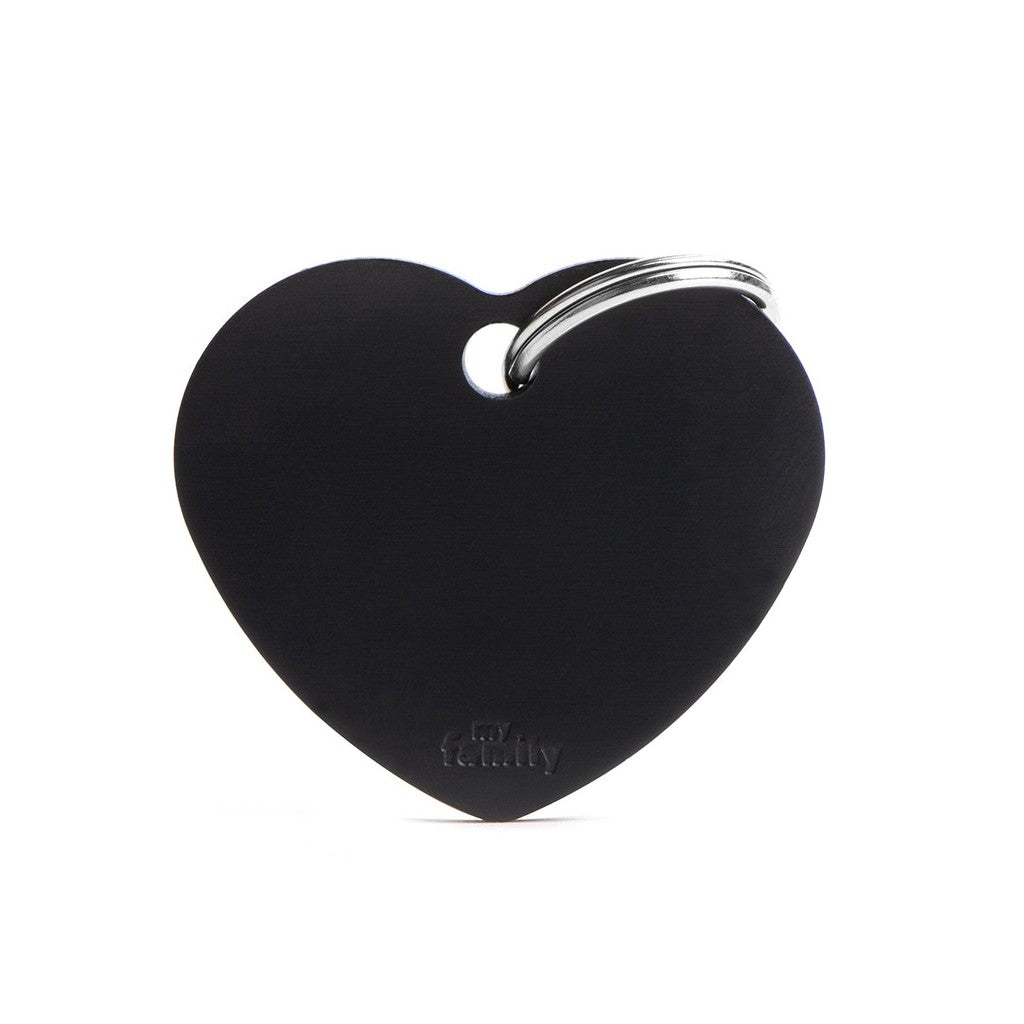 MyFamily basic big aluminum black heart ID tag