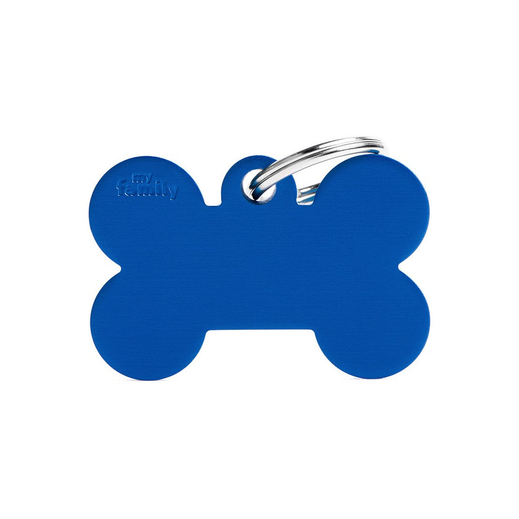 MyFamily basic big aluminum blue bone ID tag