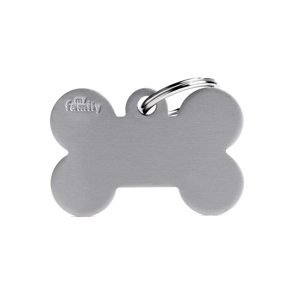 MyFamily basic big aluminum gray bone ID tag