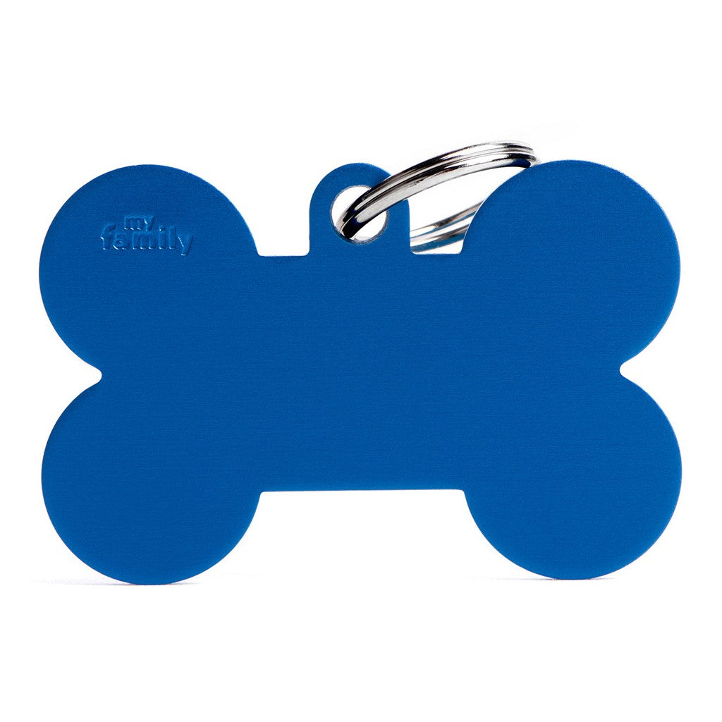 MyFamily basic xl aluminum blue bone ID tag