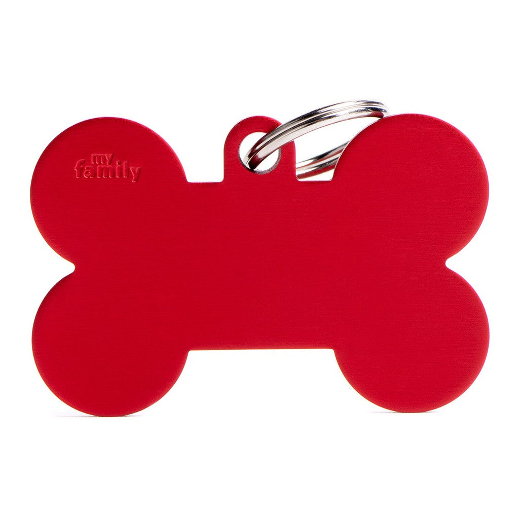 MyFamily basic xl aluminum red bone ID tag