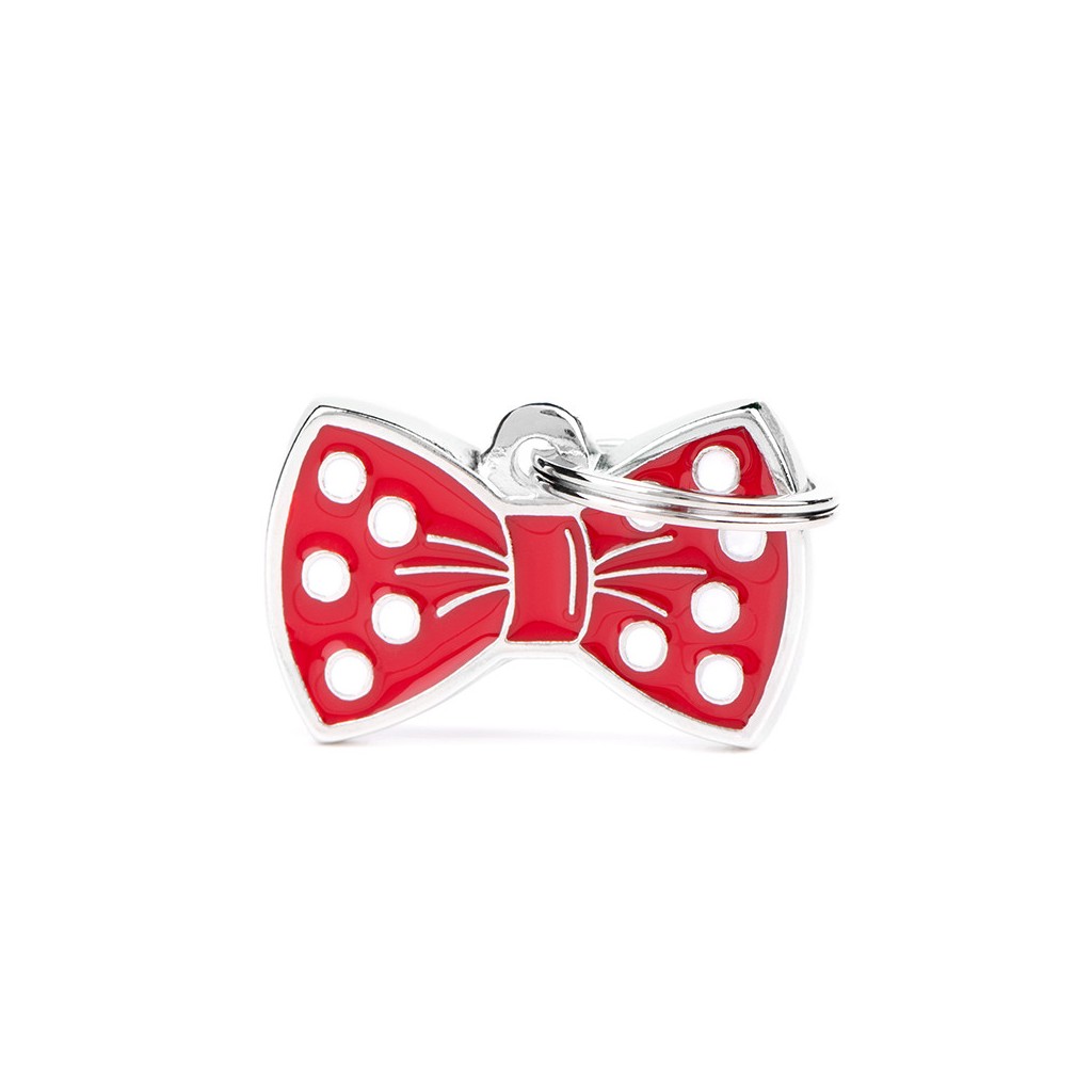 MyFamily charms red bow tie ID tag