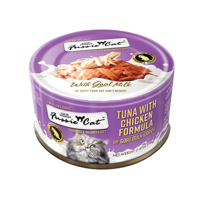 Fussie Cat Tuna &amp; Chicken with Goat Milk, front of package