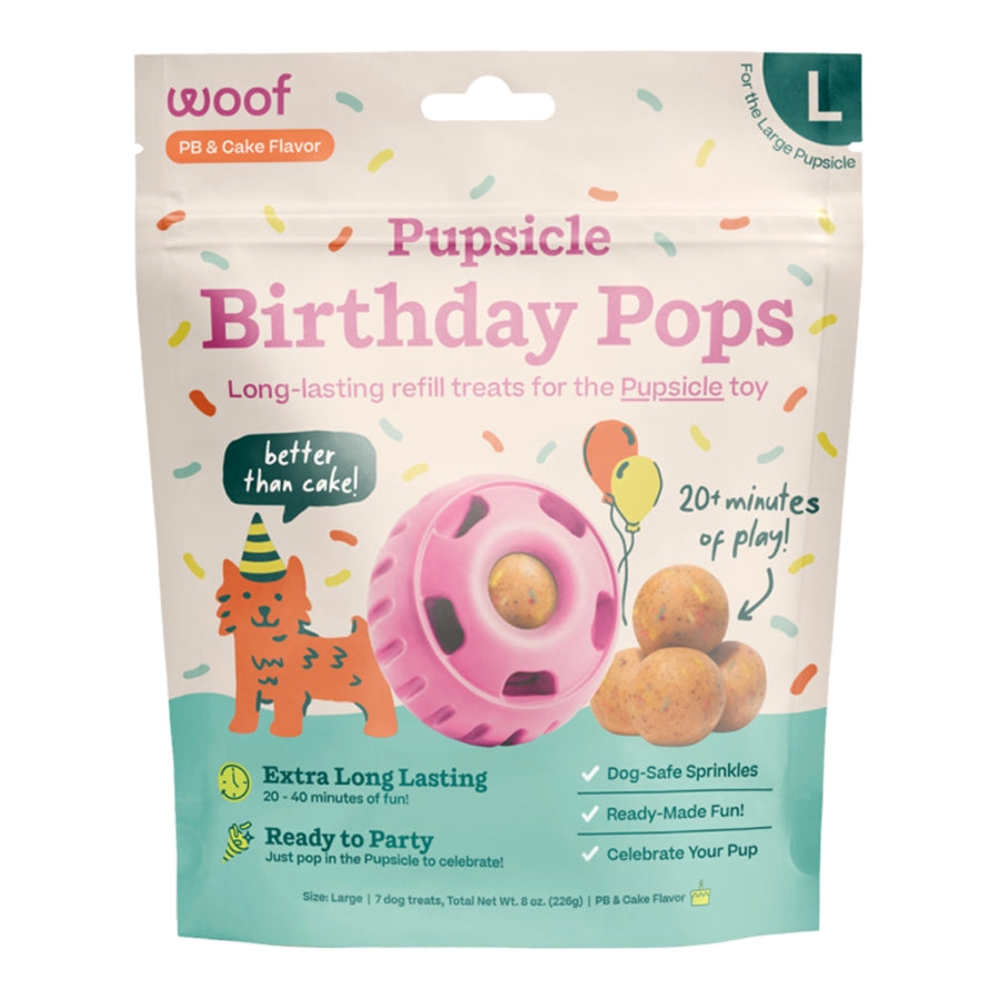 Woof Pop Bday Large 8 oz 7 pk