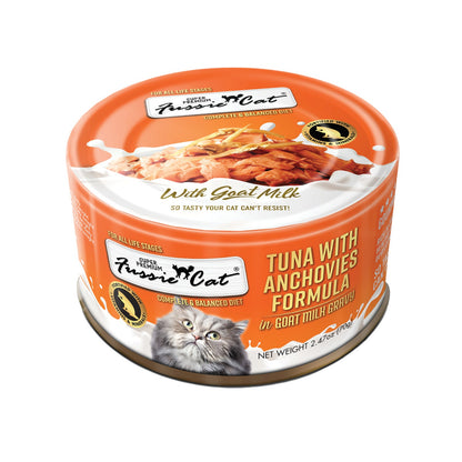 Fussie Cat Tuna &amp; Anchovies with Goat Milk, front of package