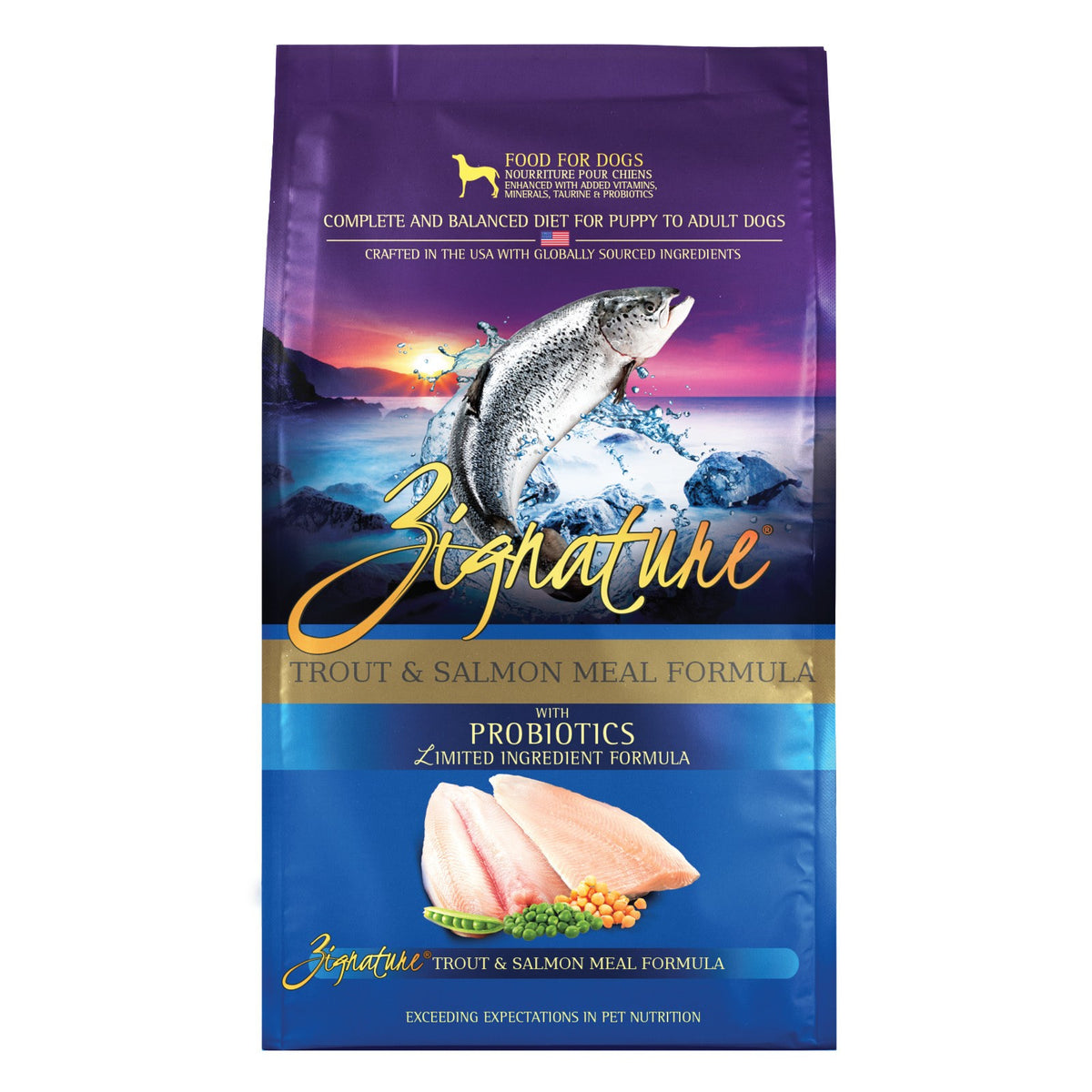 Zignature Trout &amp; Salmon Meal Formula, front of package