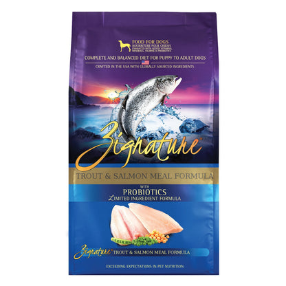 Zignature Trout &amp; Salmon Meal Formula, front of package